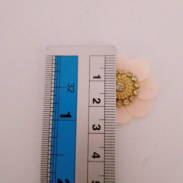 5 Beige Floral Applique, Sequins and Rhinestone Appliques, Headband Applique
